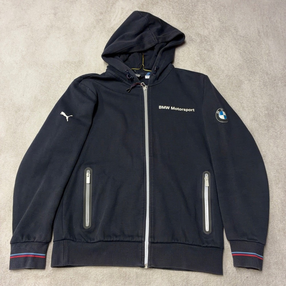 Puma BMW Motorsport Hoodie Racing Full Zip Sweatshirt Black 761703 Mens Small